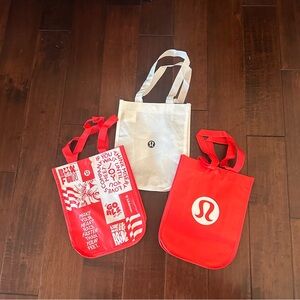 Lululemon Reusable Shopping Tote Bags - Red & White